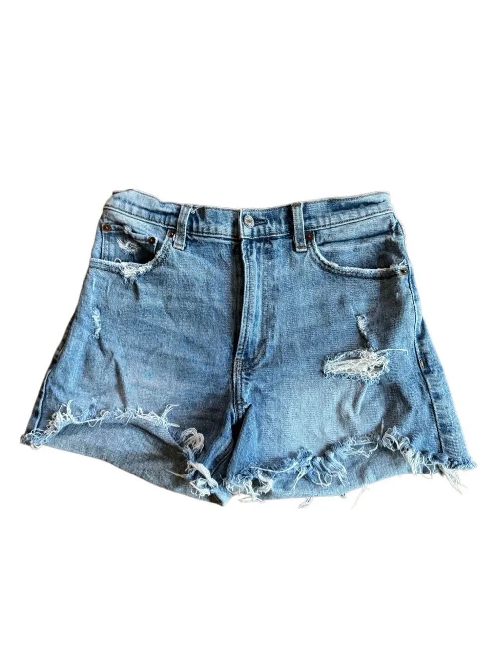 Abercrombie & Fitch Women's High Rise 4" Distressed Jean Shorts Size 28|6